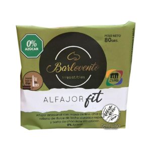 Alfajor Fit Barlovento sin azúcar 80g artesanal con masa de lino, chía y avena