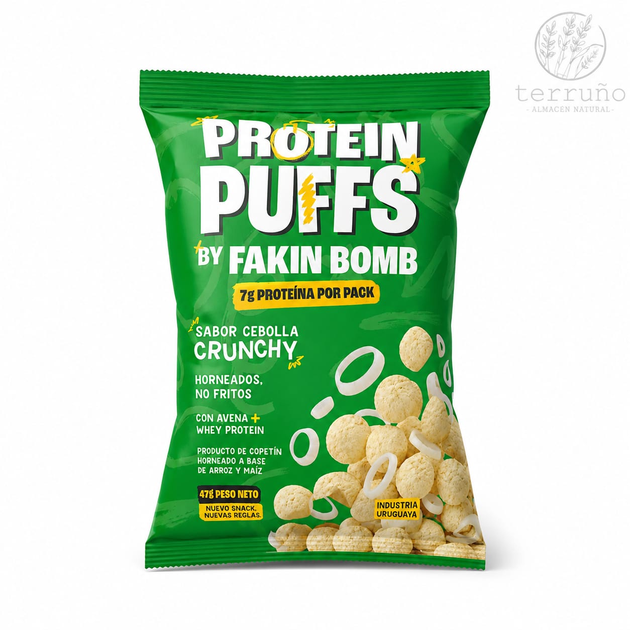 Snacks Protein Puffs FAKIN BOMB Cebolla Crunchy 47 g