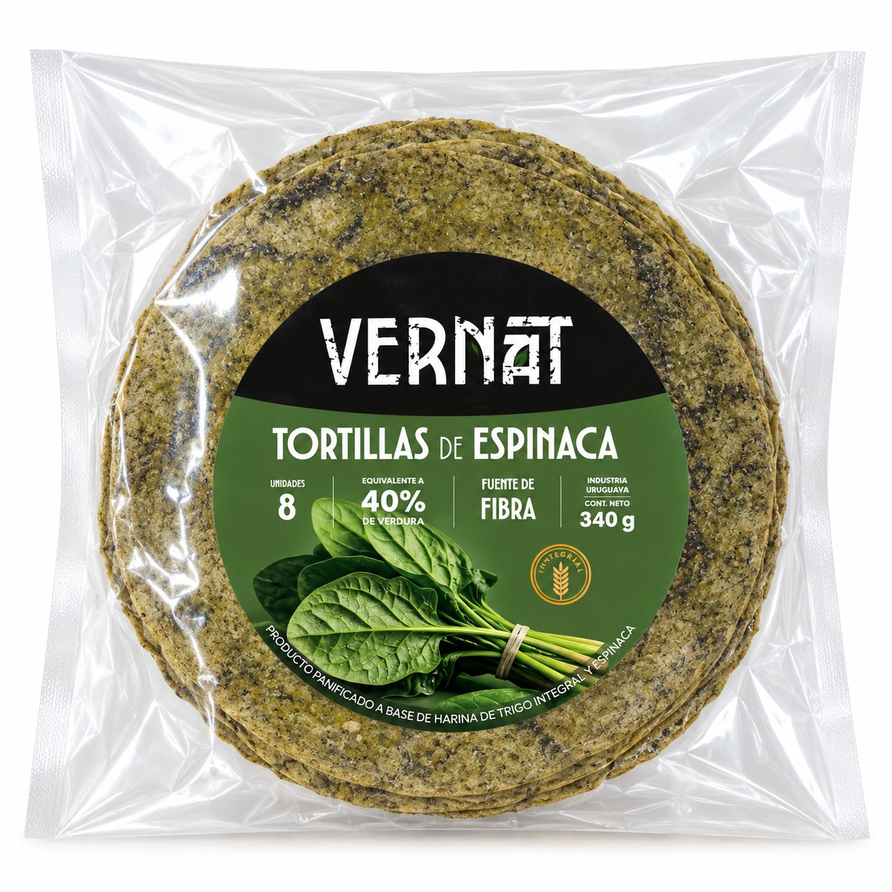 Tortillas de Espinaca VERNAT Integrales – 8 unidades / 340 g